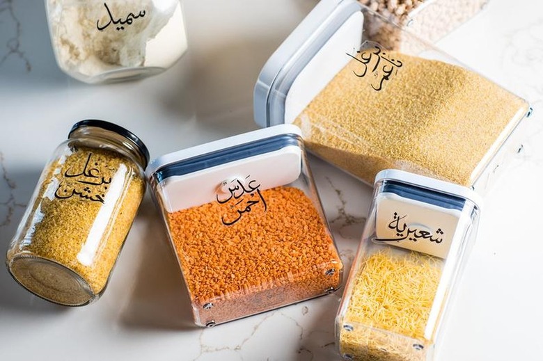 arabic labels on food storage containers