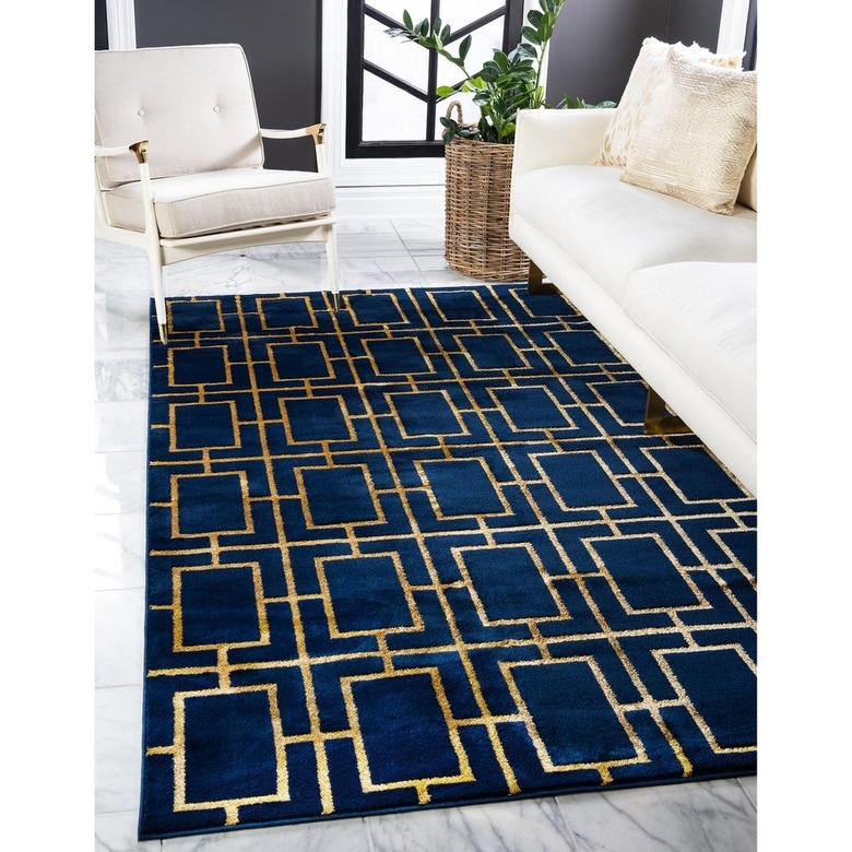 art deco area rug with trellis pattern