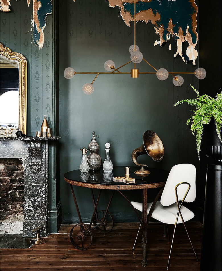 art deco colors with emerald green and brass