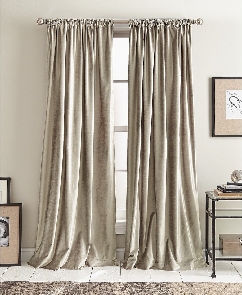 shiny silver velvet drapery panels