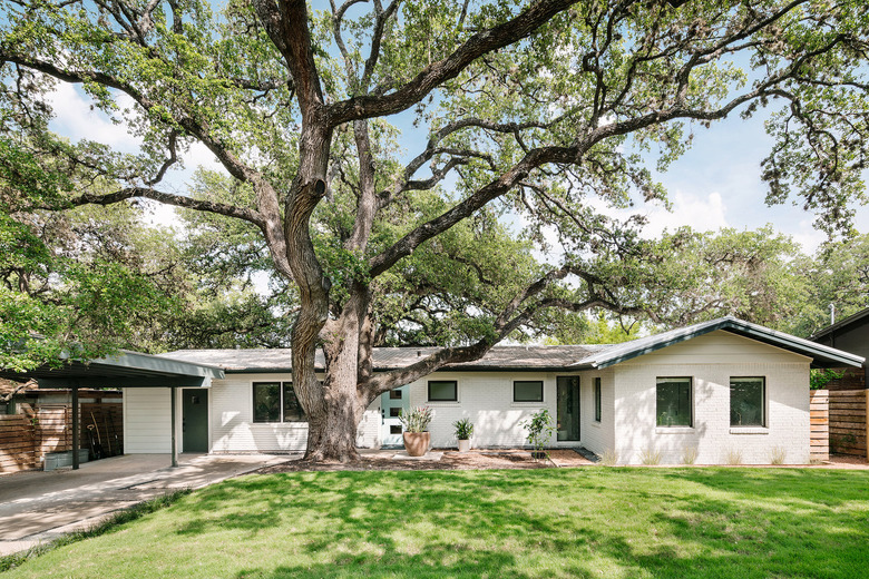 white ranch house