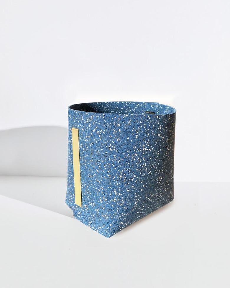 Slash Objects Rubber and Brass Bin in blue