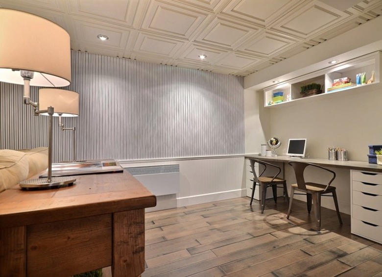 decorative basement ceiling ideas in white office