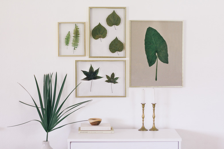 Botanical leaf art gallery wall basement wall ideas