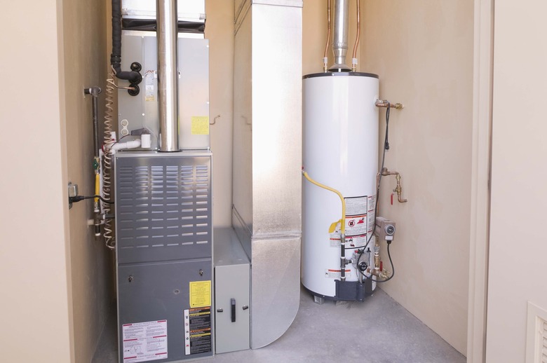 Hot water heater and furnace in basement