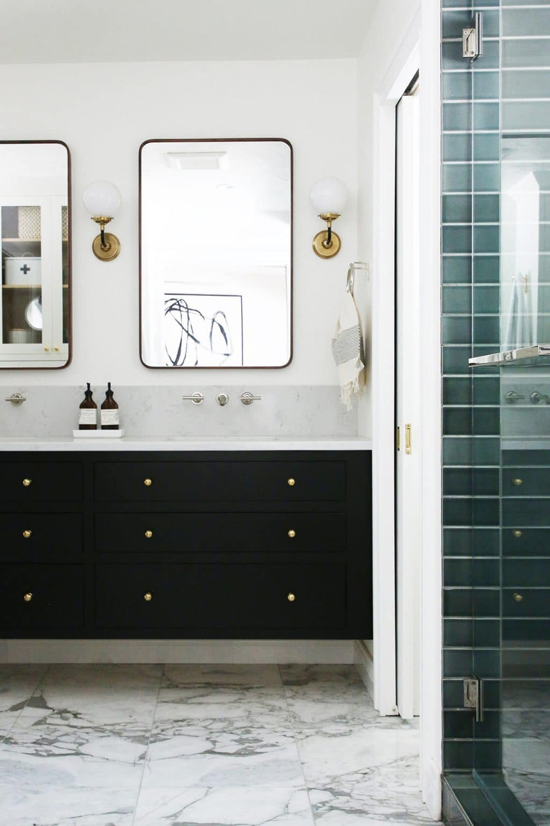 aqua ceramic tile on shower wall in bathroom