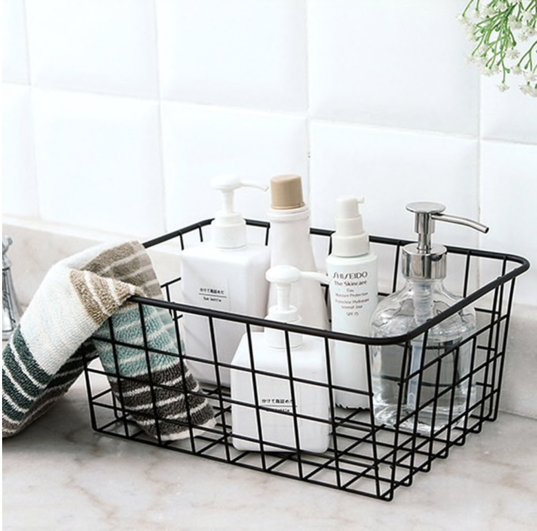 Metal Storage Basket for bathroom countertop storage