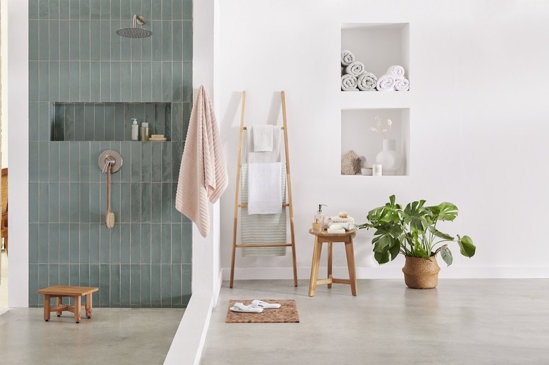 calming bathroom scene with pastel colors