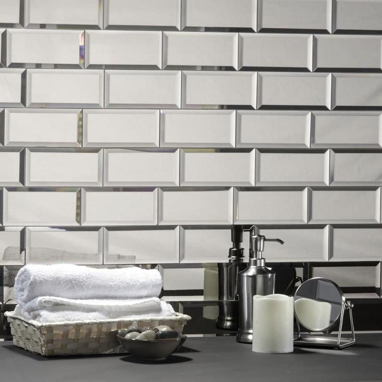 bathroom counter with mirror peel and stick tile