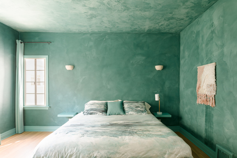 Green painted bedroom