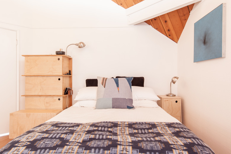 Bedroom in geometric cabin