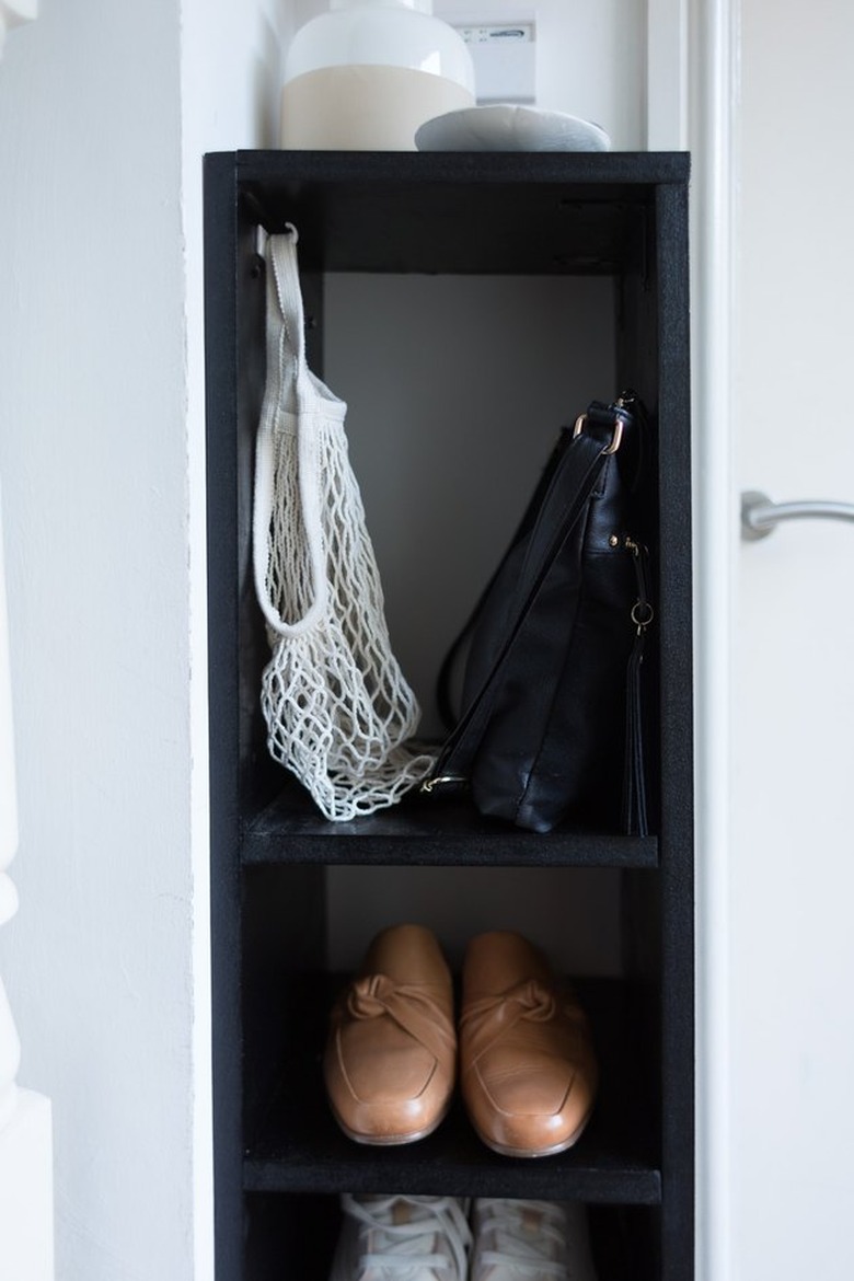 A skinny shoe rack