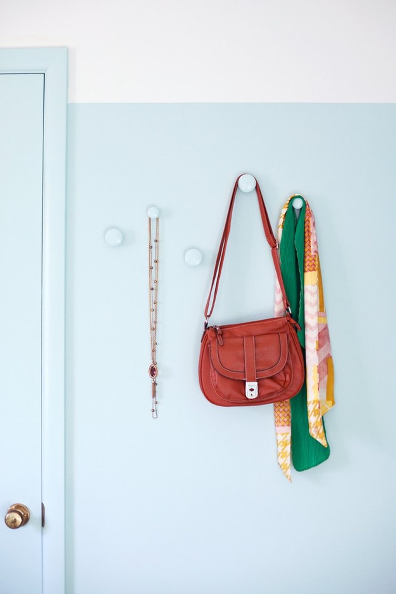 Handbags on hooks