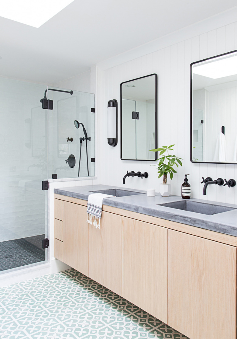 sleek and modern bathroom vanity idea with clean cabinet fronts