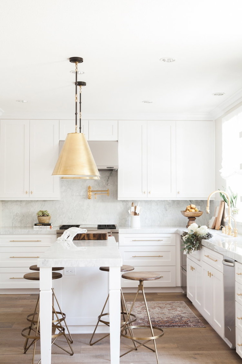 White and gold transitional kitchen ideas