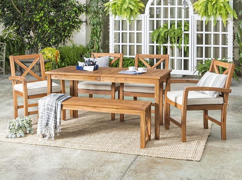 wooden outdoor dining set