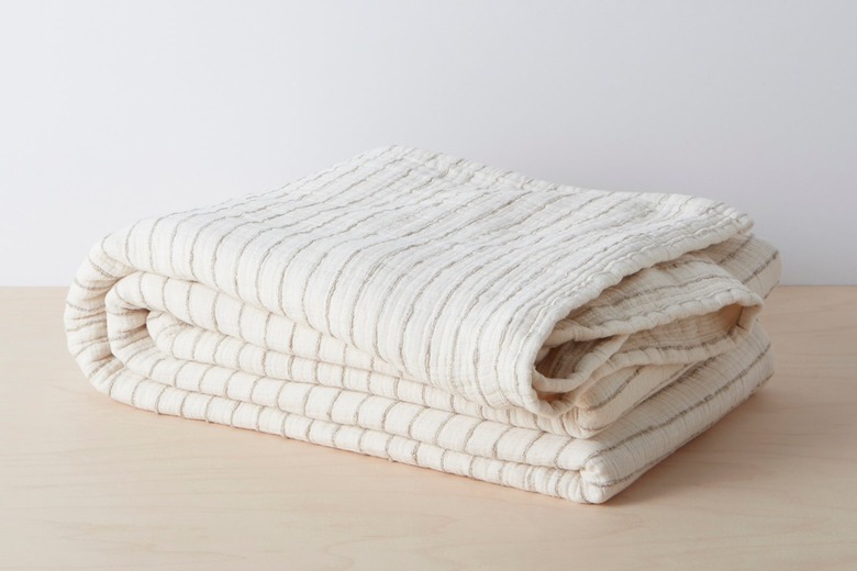 cream striped coverlet