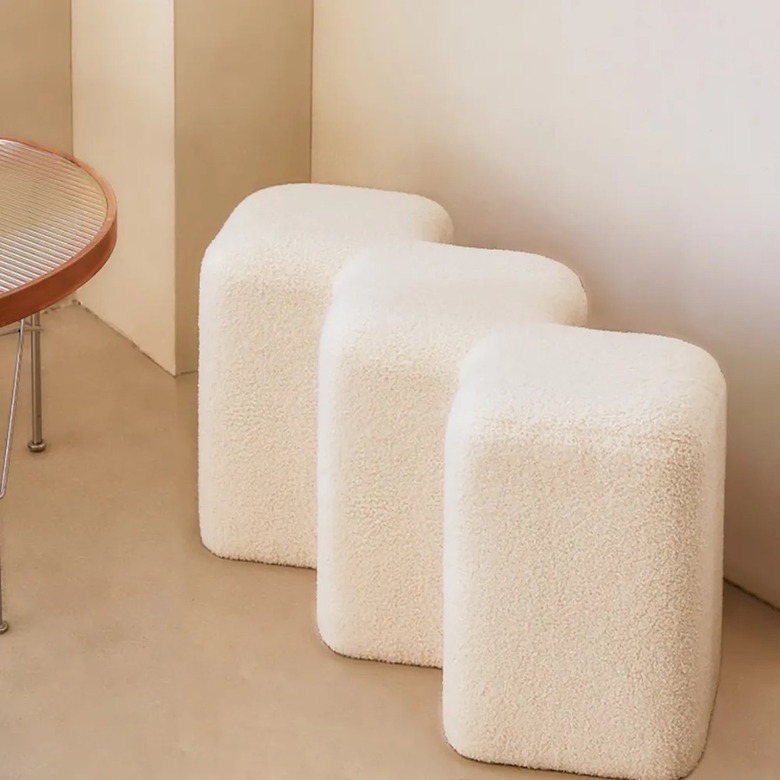 sculptural boucle ottoman