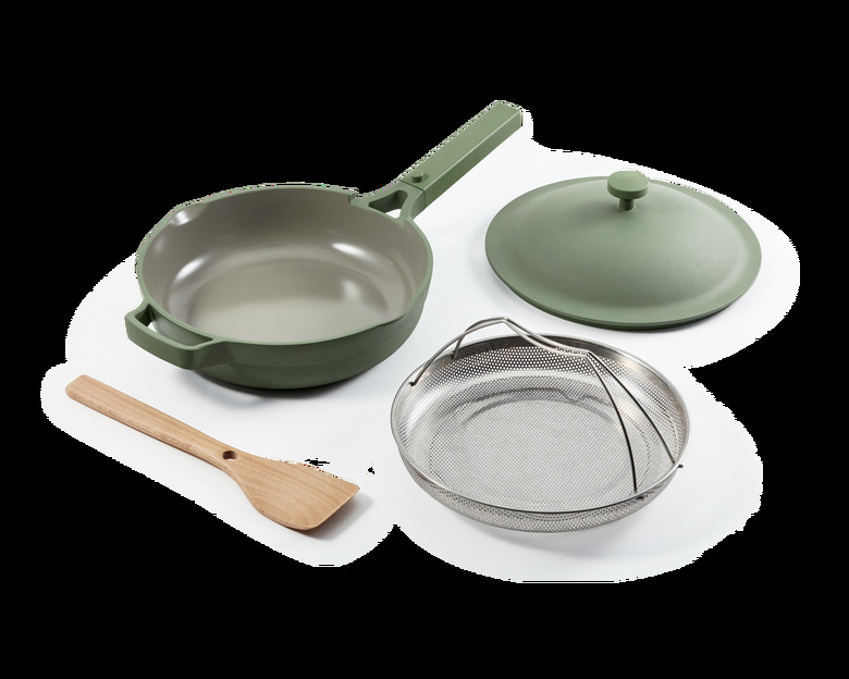 Sage frying pan with steamer basket and spatula