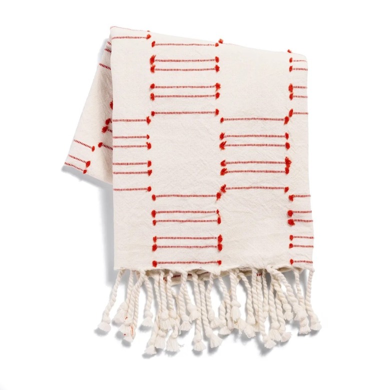 red and white dishcloth