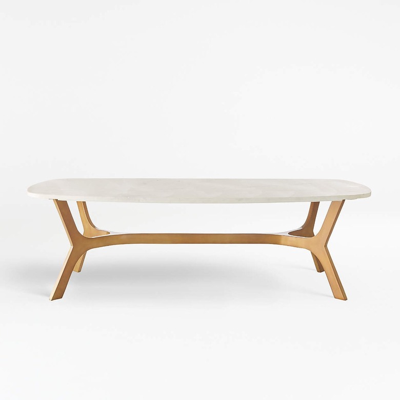 Elke Rectangular Marble Coffee Table with Brass Base