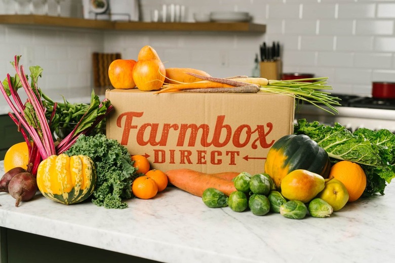 Produce box with fruits and vegetables