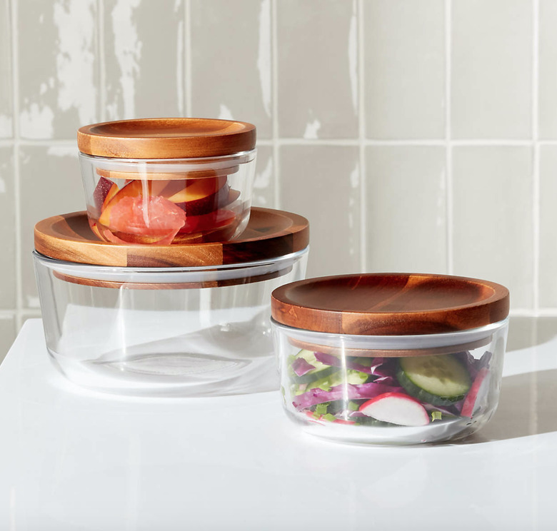 pyrex food storage containers with acacia lids