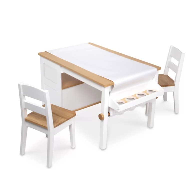 White and wood kids' table and chair set