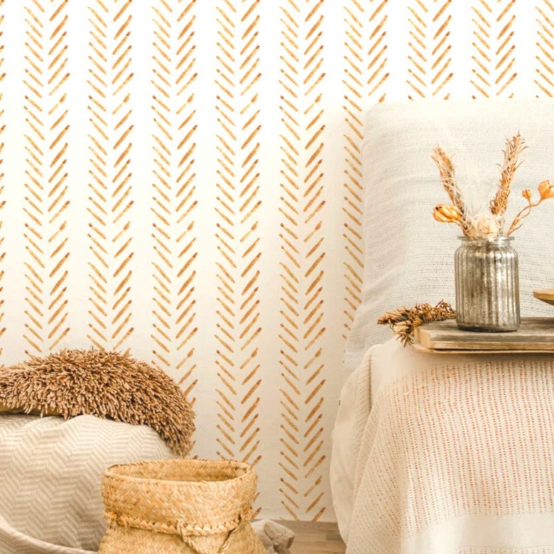 Boho brush stroke peel and stick wallpaper