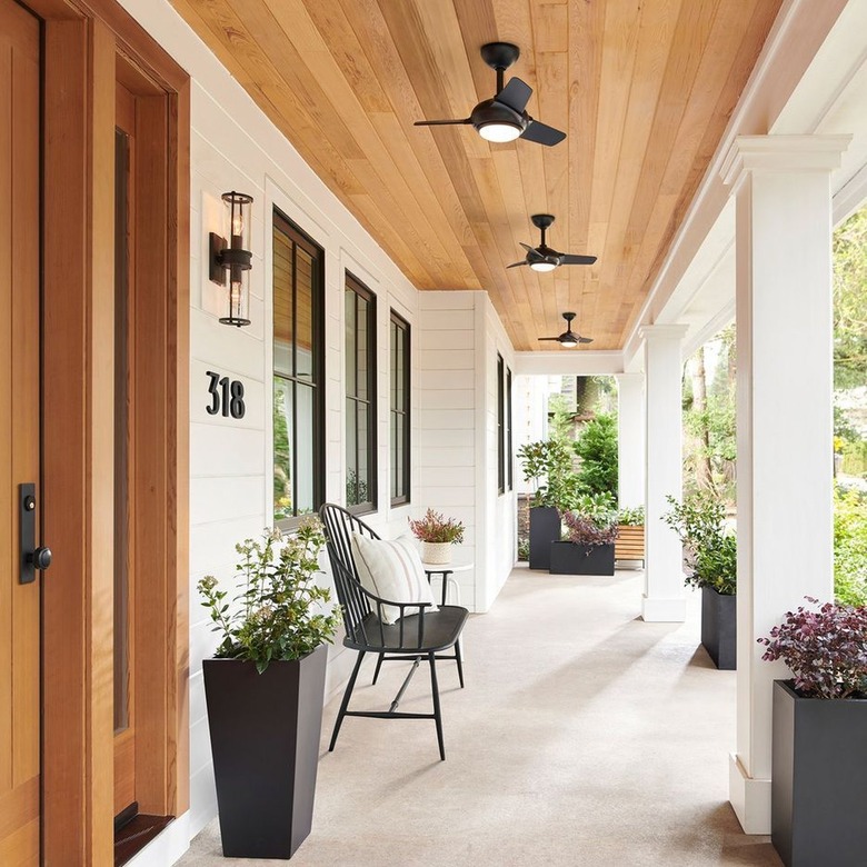 outdoor ceiling lamps in covered balcony