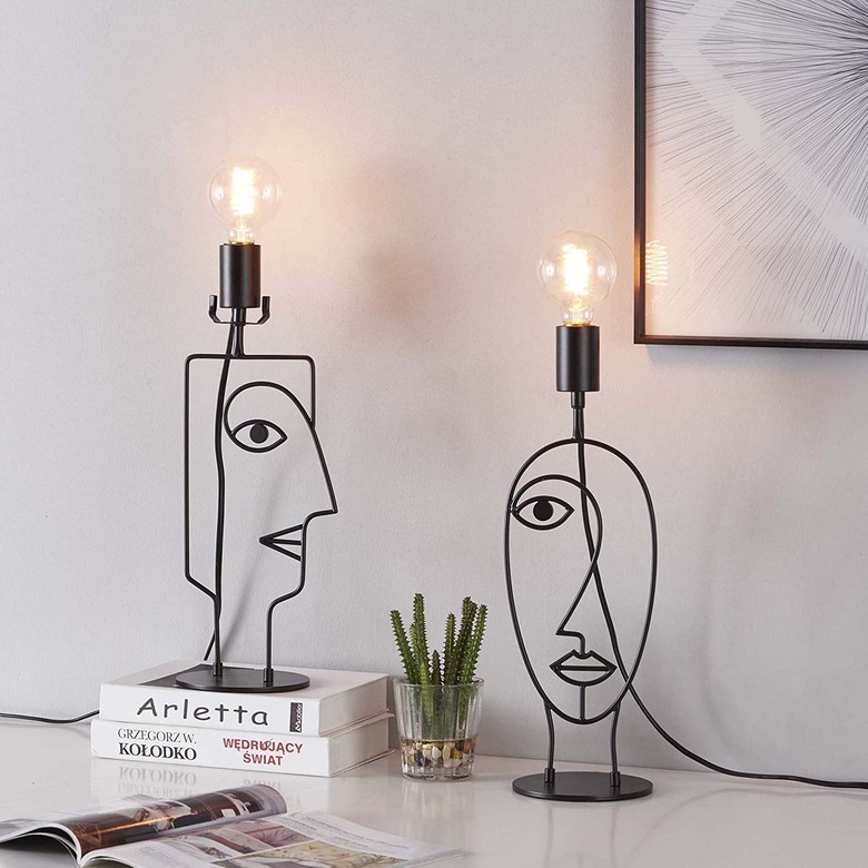 face shaped metal table lamps