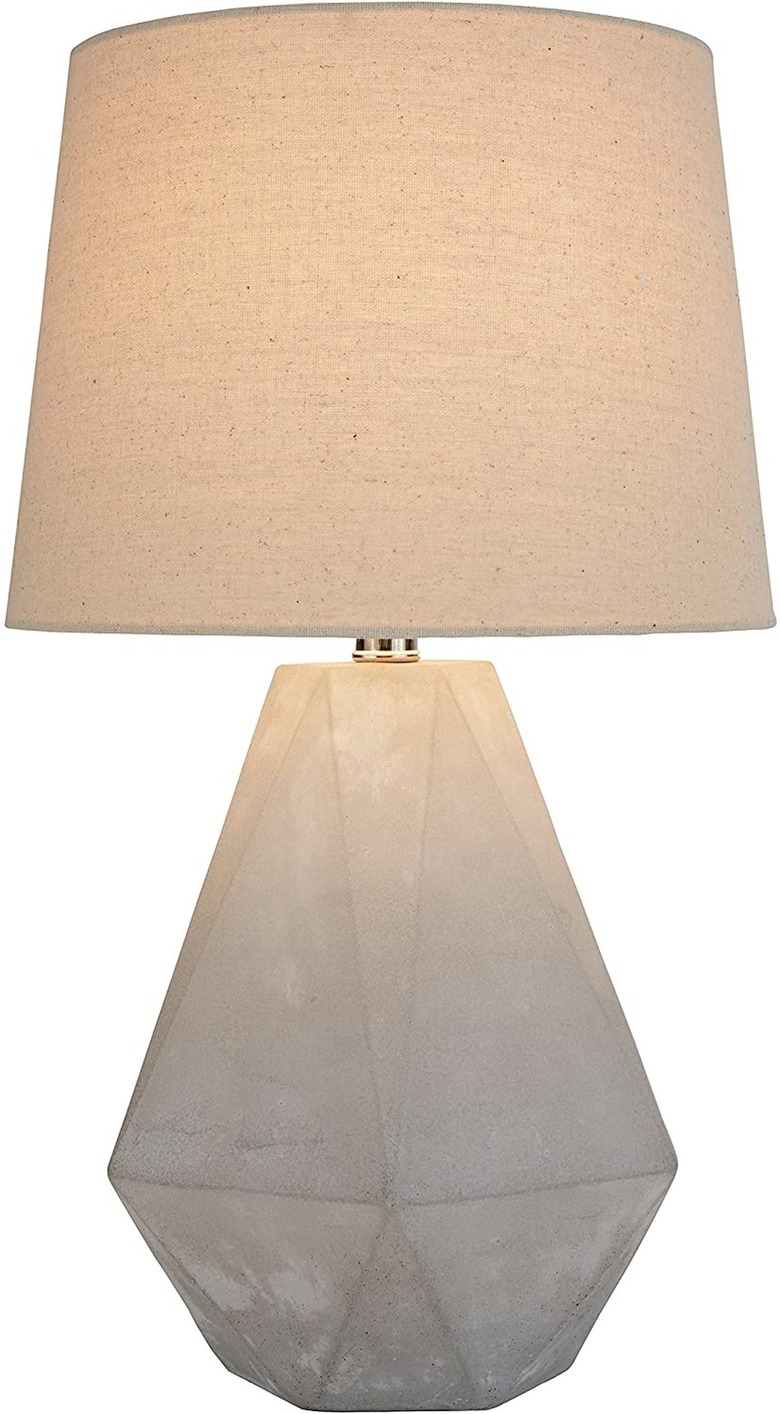 midcentury table lamp with faceted concrete base