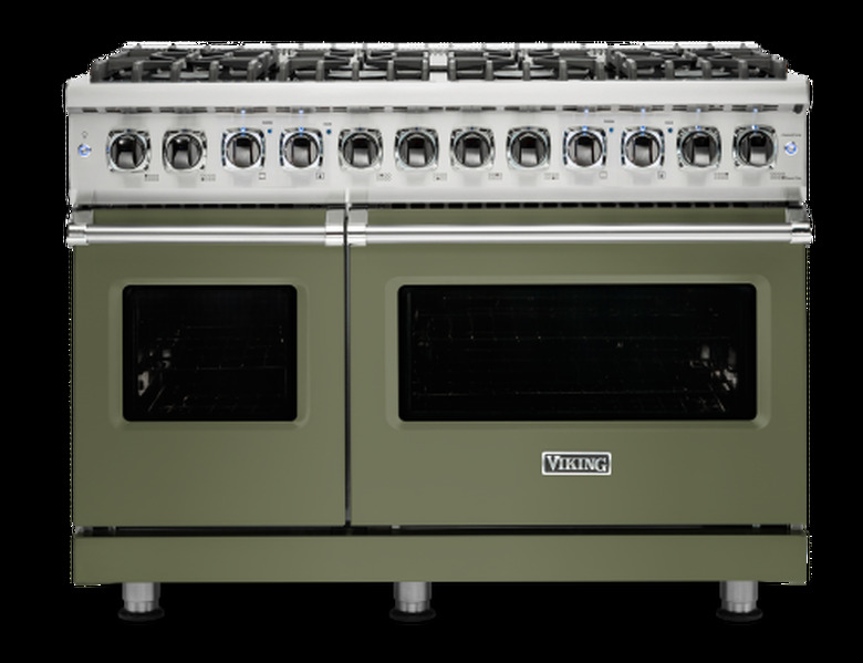 stove brand Viking with green double oven stove