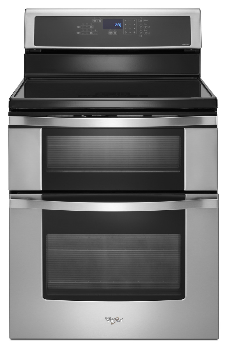 stove brand Whirlpool, stainless steel sflat top tove