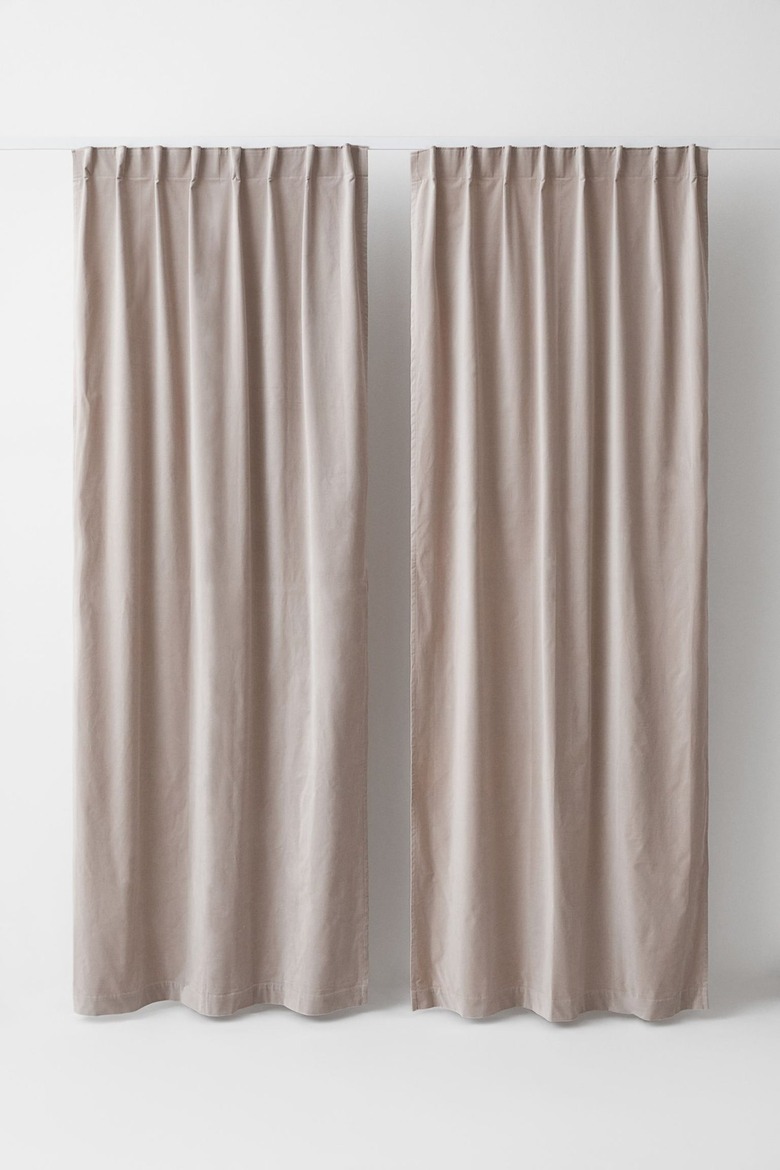 Taupe velvet curtains from H&M