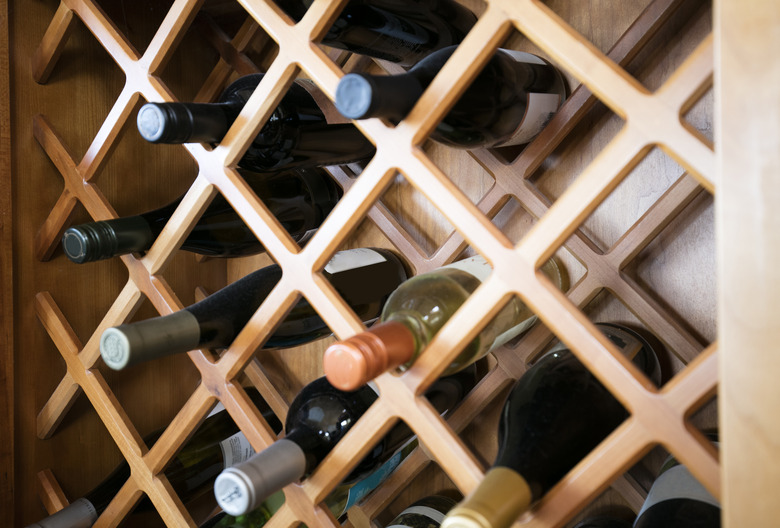 Wine rack with bottles