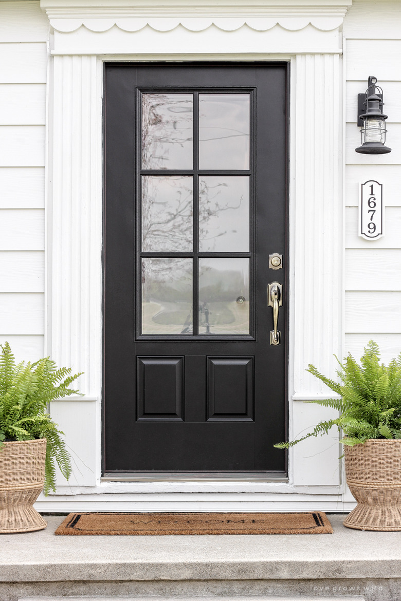 black exterior door idea with window inserts for white house with