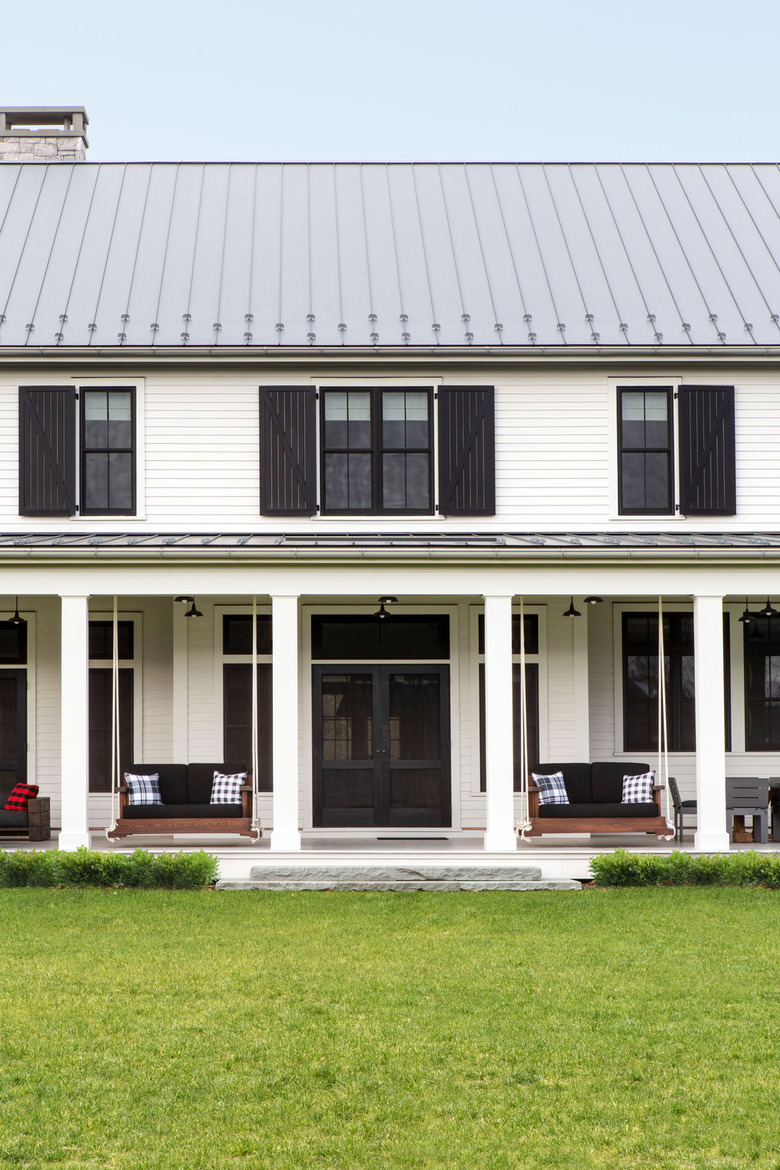 black exterior door idea for white house with black shutters