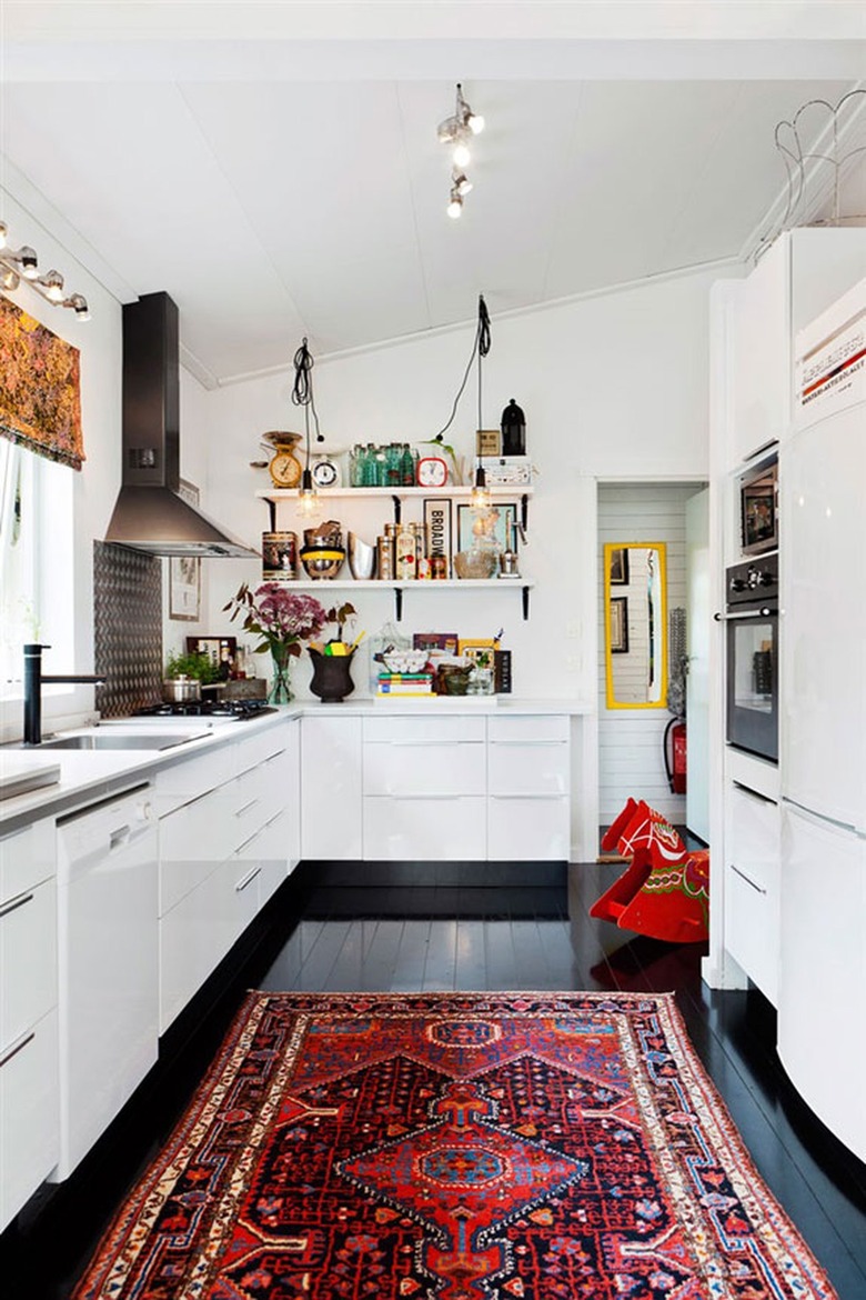 kitchen with black floor