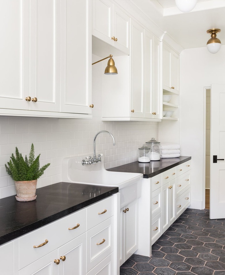 Black Tile Floor with Pink Grout