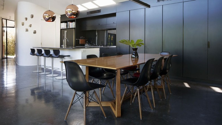 black polished concrete floor