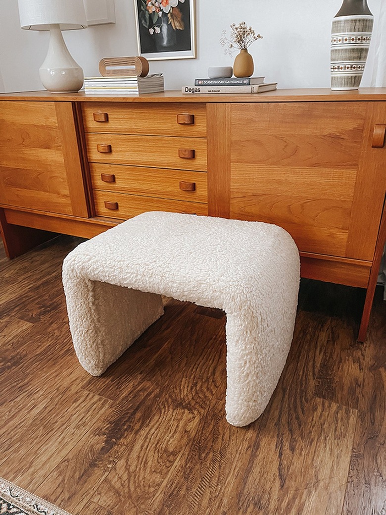 Style the completed shearling stool as an ottoman or extra seating.