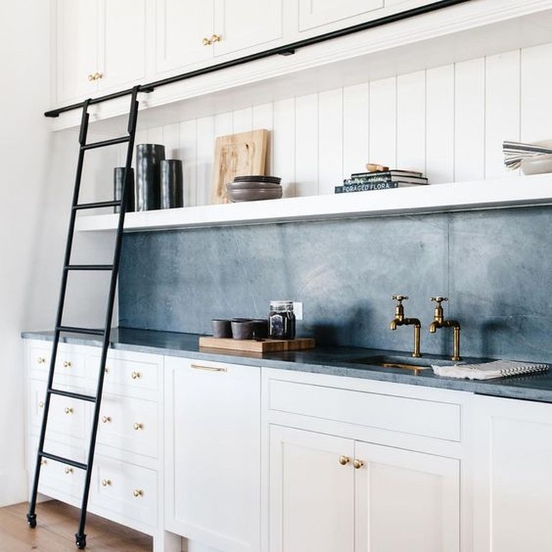 blue soapstone countertop and backsplash