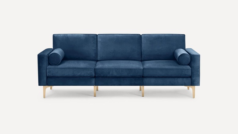 blue velvet sofa