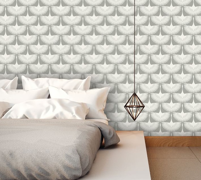 geometrical bird patterned wallpaper