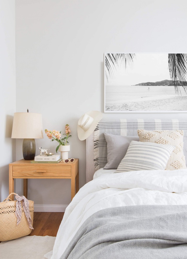 boho beach bedroom with neutral palette