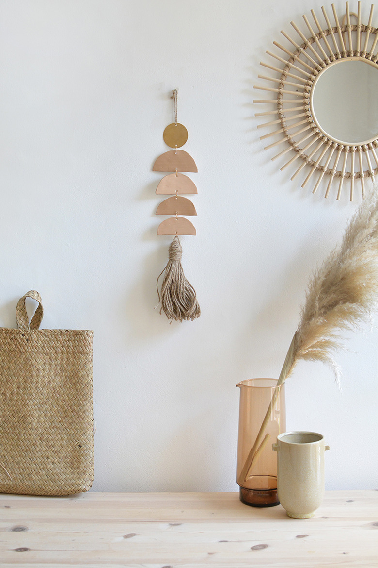 boho wall decor idea with clay wall hanging diy