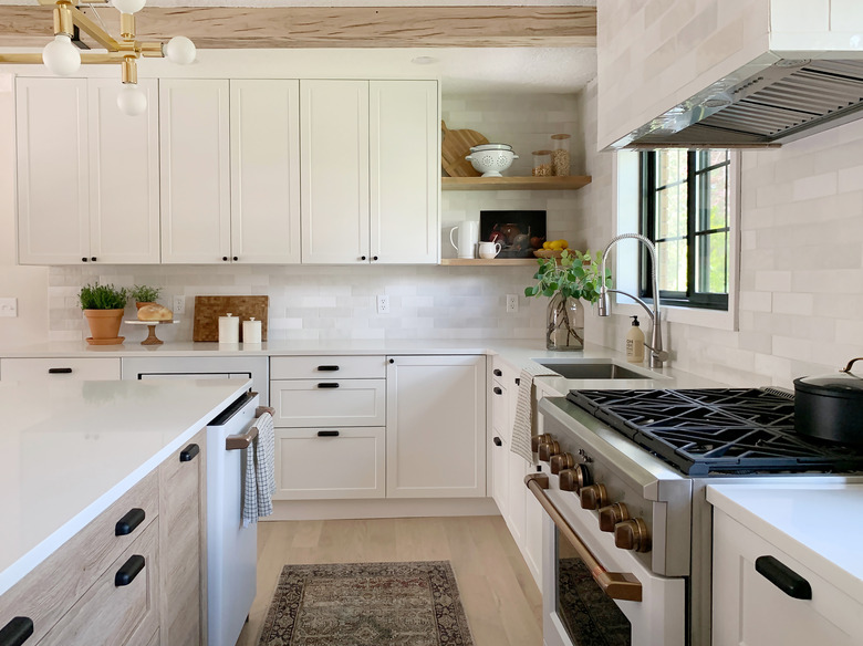 kitchen with Ikea cabinetry and Semihandmade Supermatte White doors