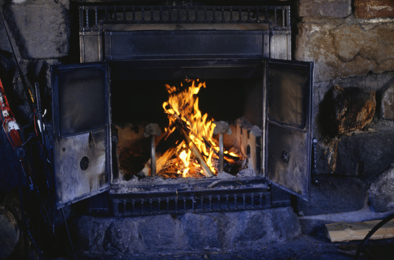 Fire burning in fireplace