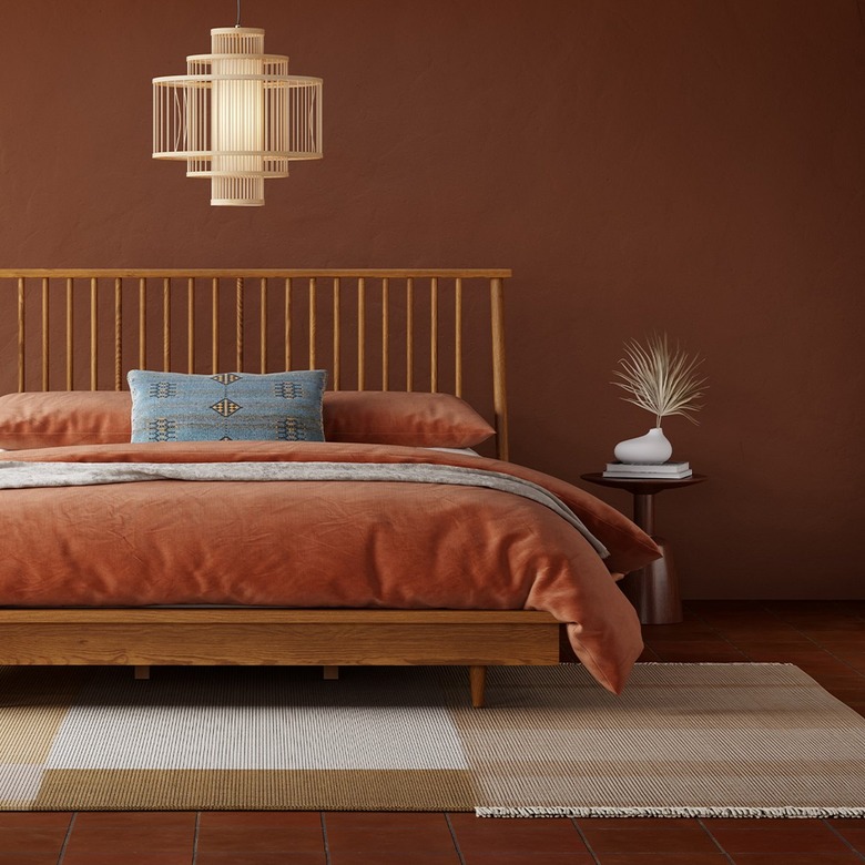 bedroom with khaki rug